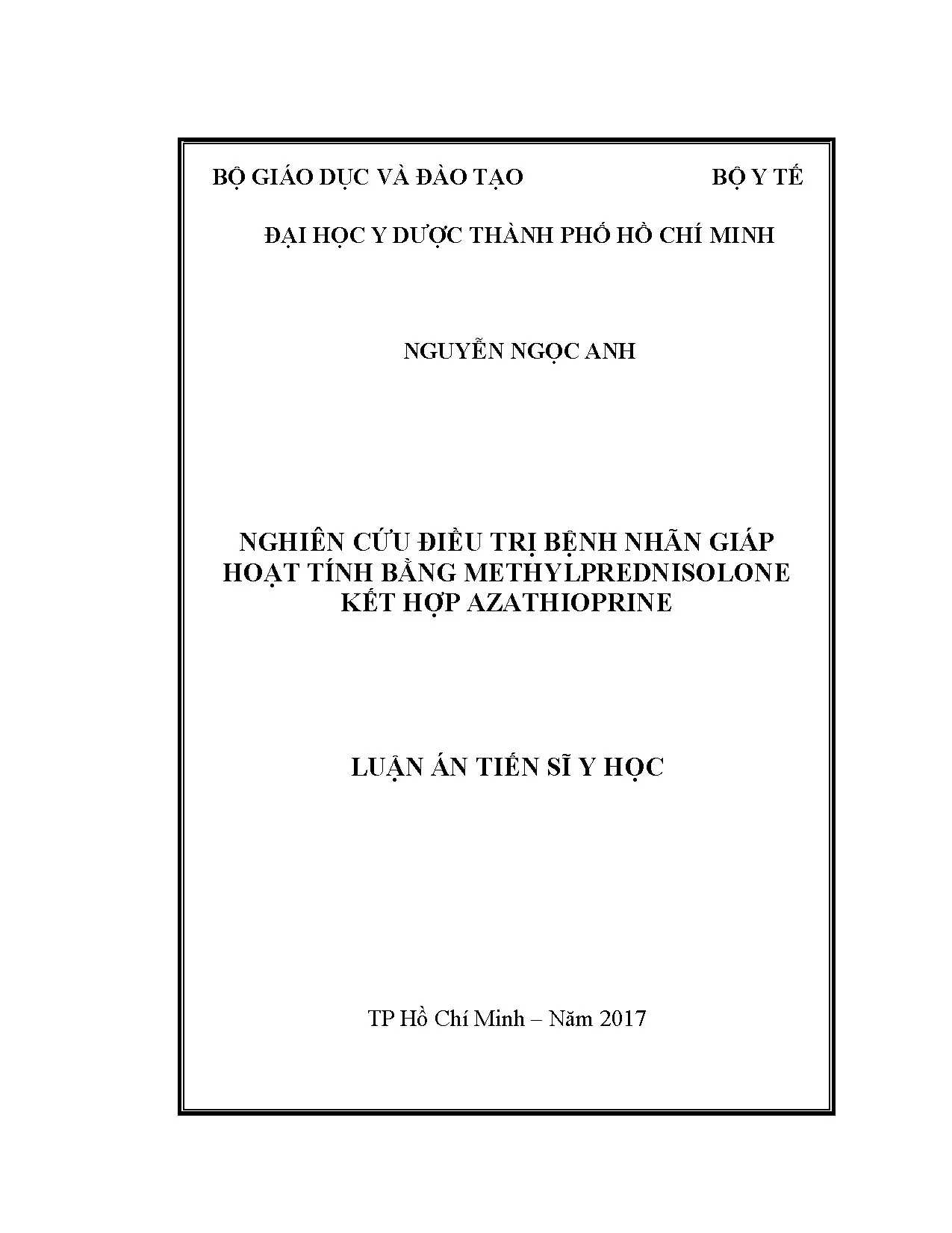 Điều trị bệnh nhãn giáp hoạt tính bằng methylprednisolone + azathioprine