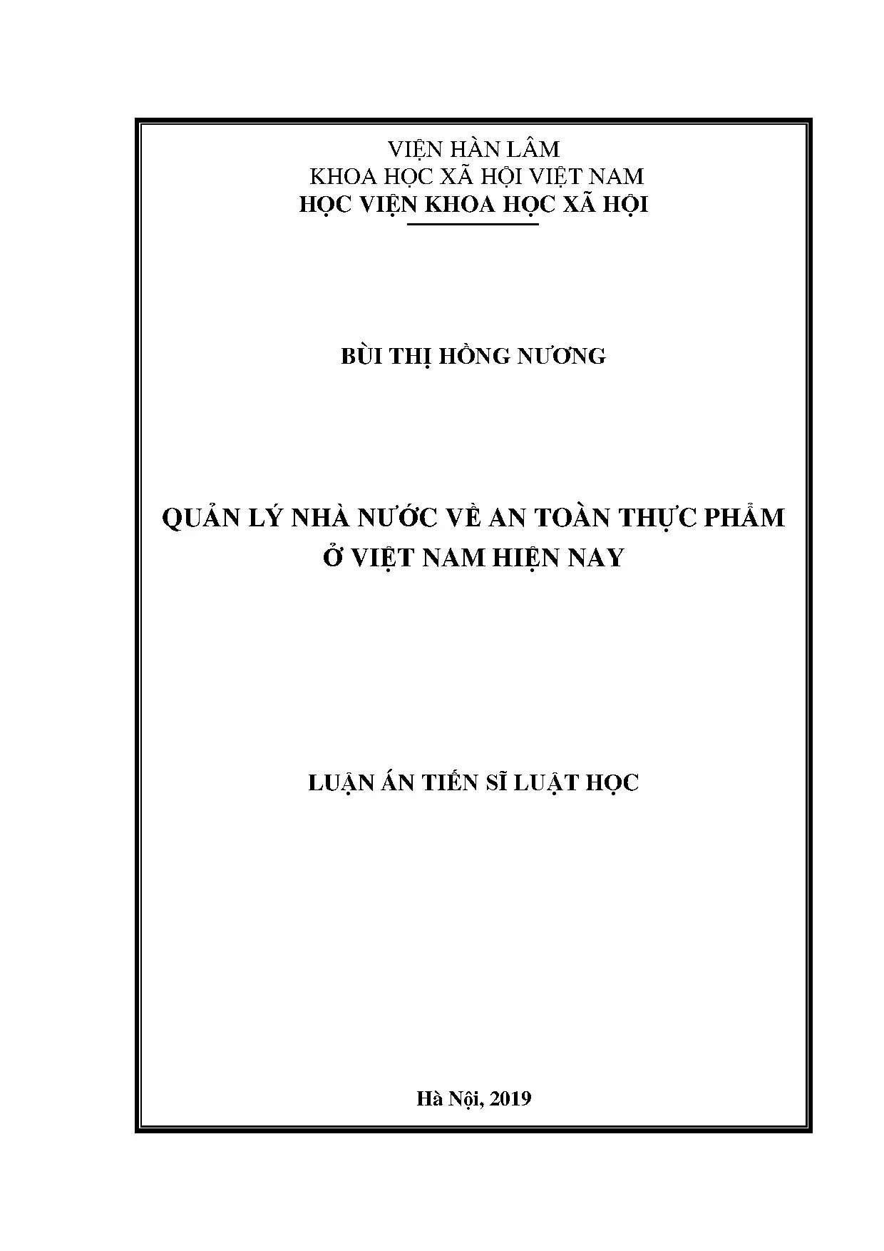 Quản lý nhà nước về an toàn thực phẩm ở Việt Nam