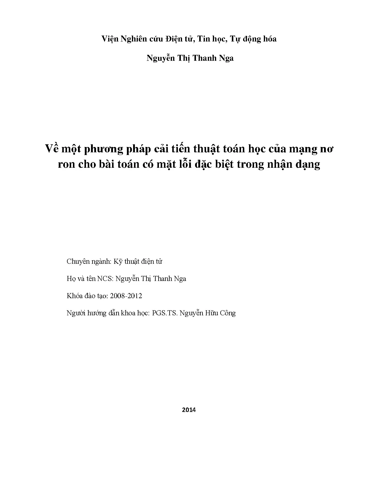 Phương pháp cải tiến thuật toán học mạng nơ-ron cho lỗi đặc biệt