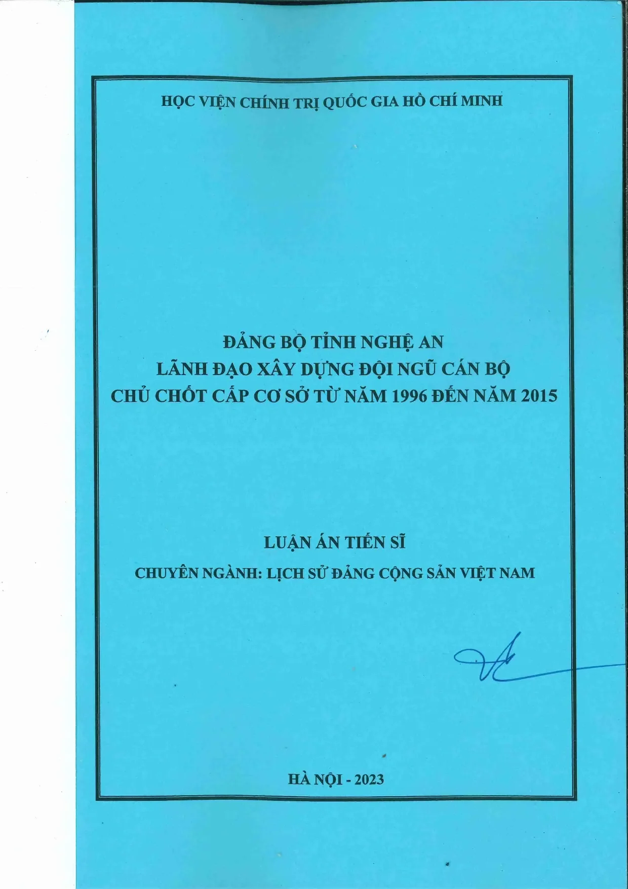 Đảng bộ Nghệ An lãnh đạo xây dựng cán bộ chủ chốt cấp cơ sở (1996-2015)