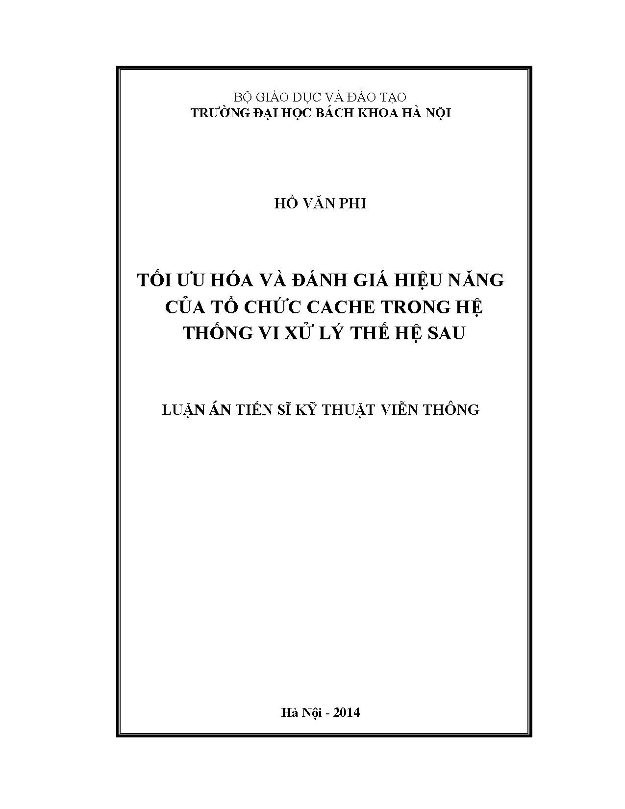 Tối ưu hoá tổ chức cache hệ thống vi xử lý thế hệ sau