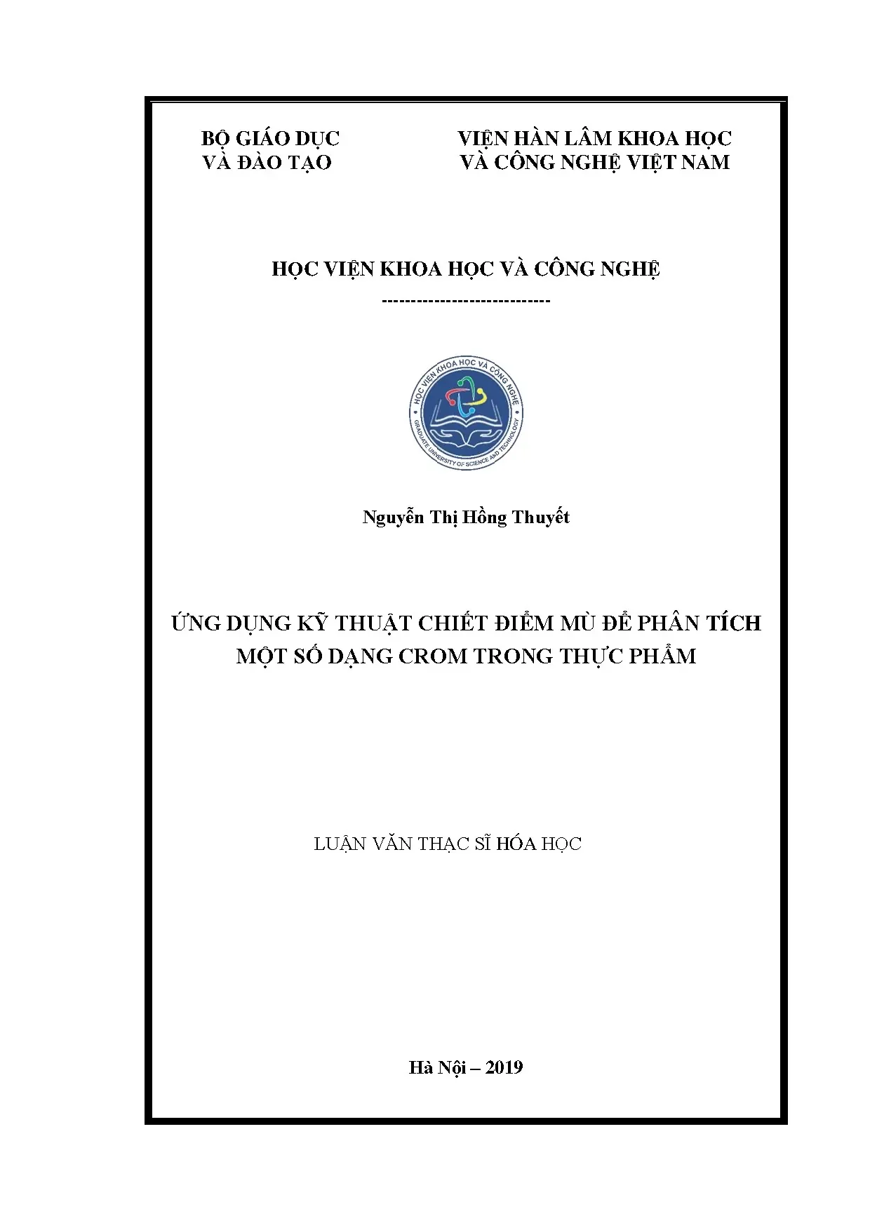 Ứng dụng chiết điểm mù phân tích crom trong thực phẩm