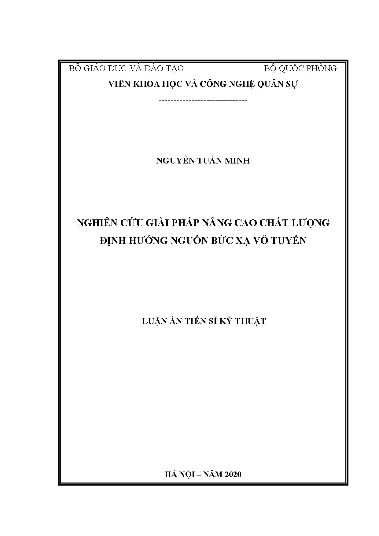 Nghiên cứu giải pháp nâng cao chất lượng định hướng bức xạ vô tuyến