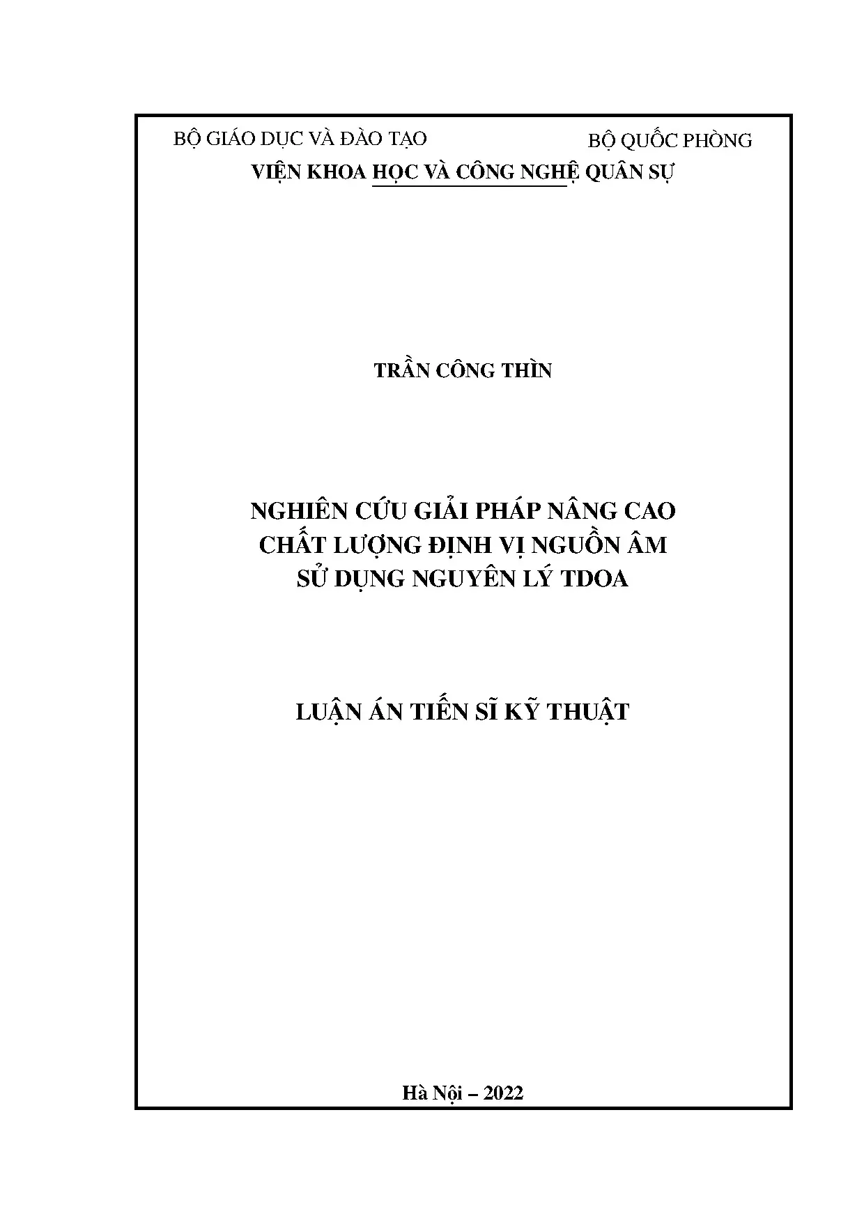 Nâng cao chất lượng định vị nguồn âm dùng nguyên lý TDOA