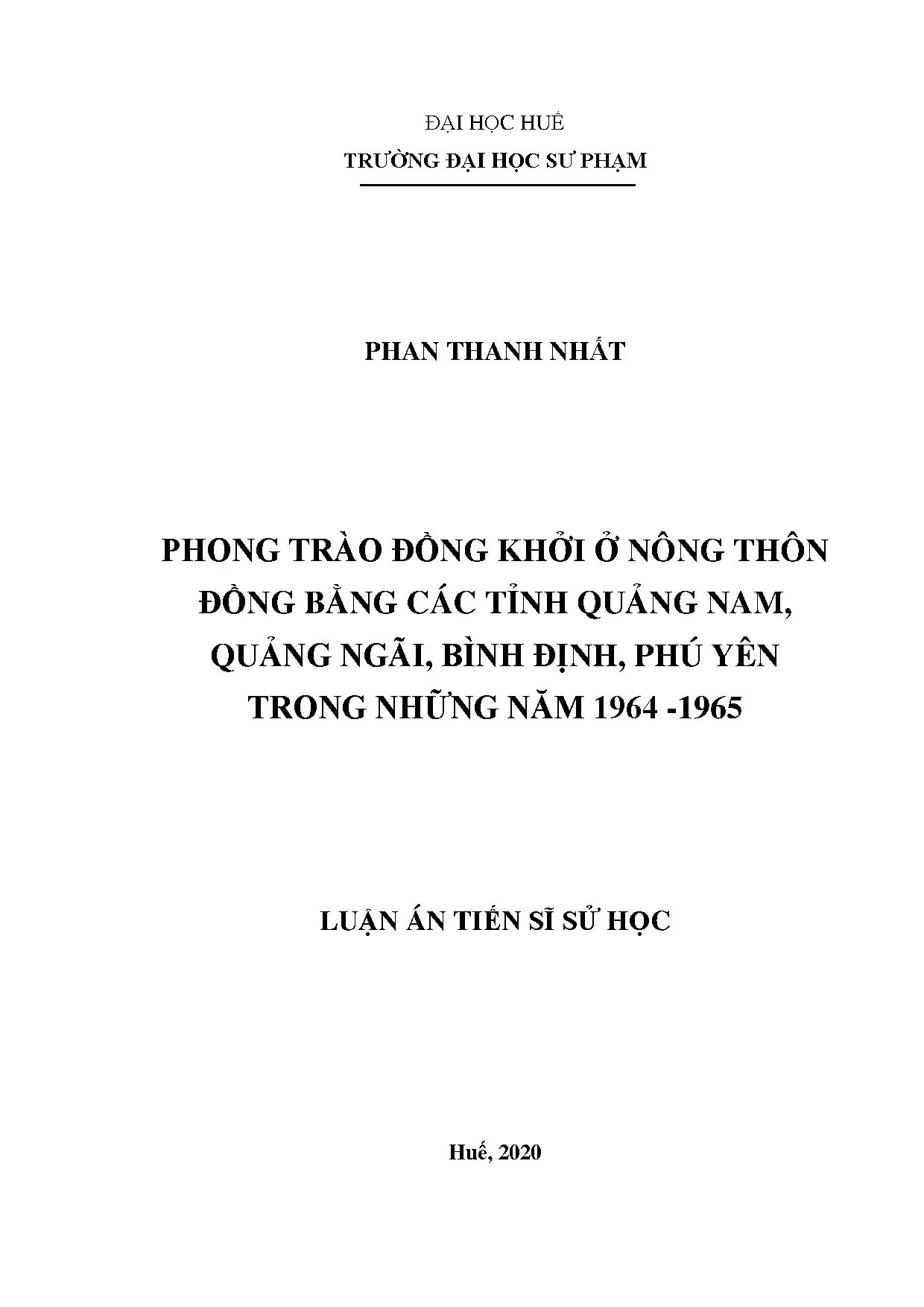 Nghiên cứu phong trào Đồng khởi nông thôn các tỉnh Nam Trung