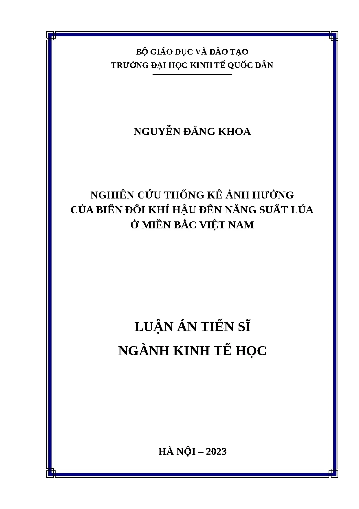 Biến đổi khí hậu ảnh hưởng năng suất lúa Miền Bắc: Nghiên cứu thống kê