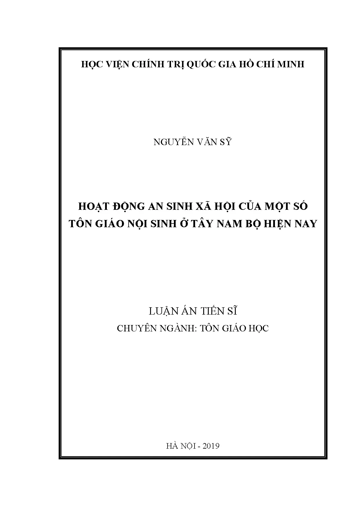 An sinh xã hội tôn giáo nội sinh Tây Nam Bộ hiện nay
