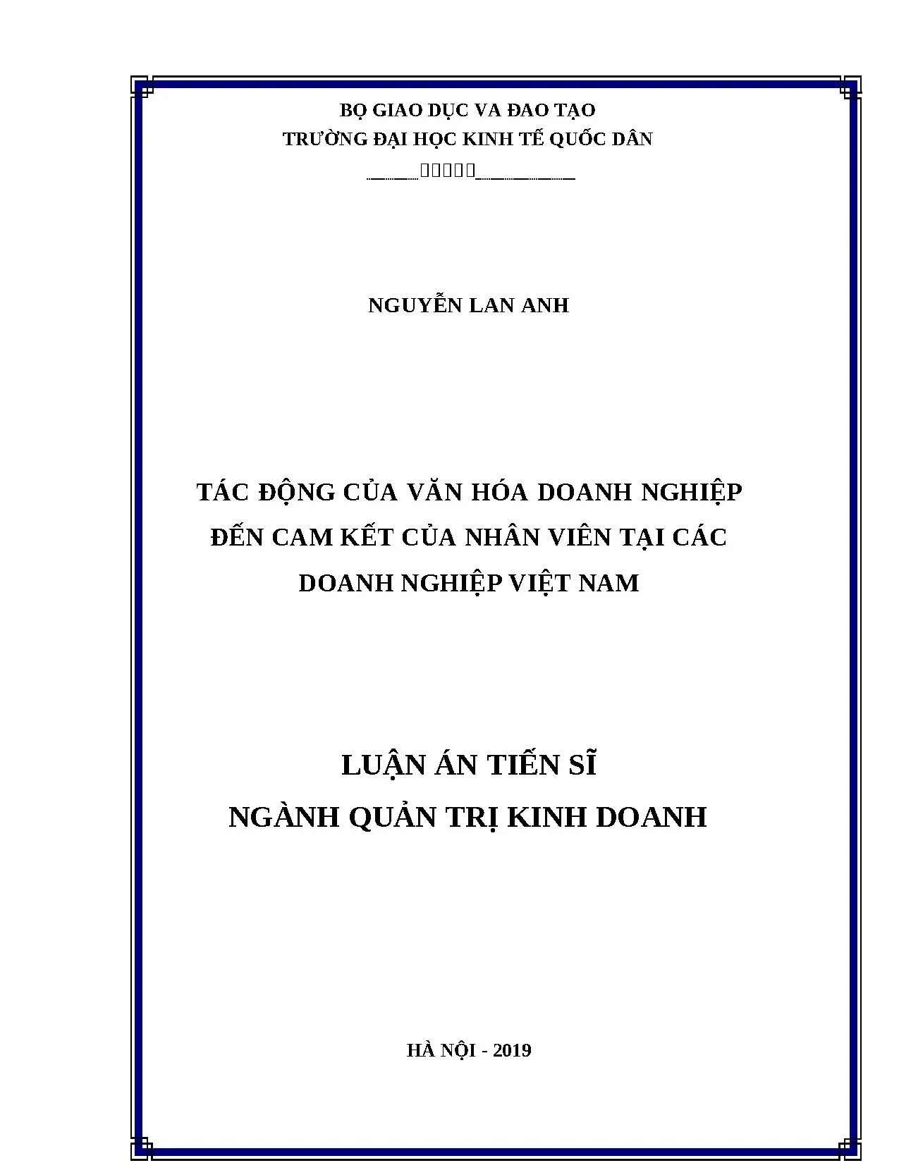 Tác động văn hóa doanh nghiệp đến cam kết nhân viên Việt Nam