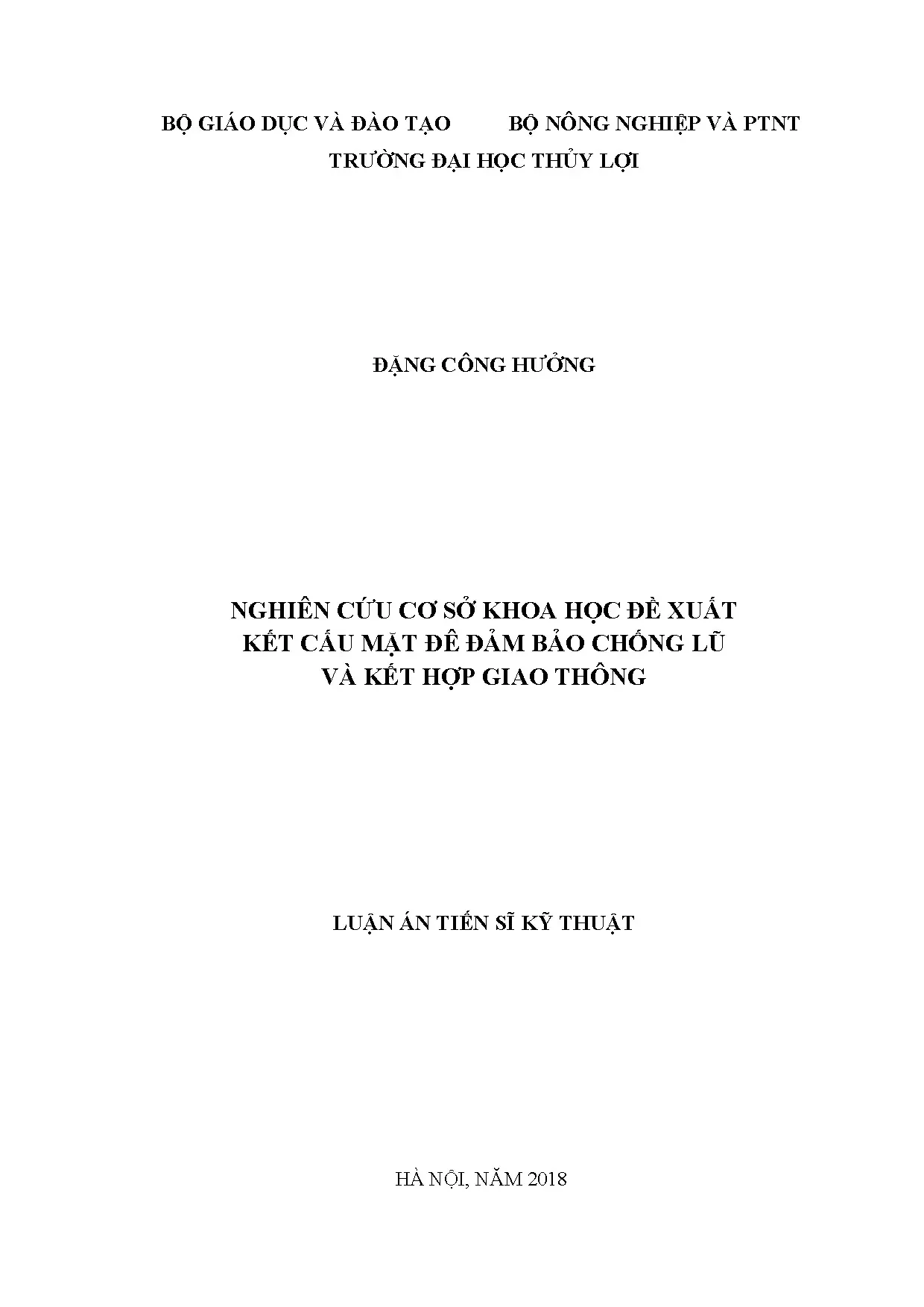 Luận án tiến sĩ kết cấu mặt đê chống lũ kết hợp giao thông