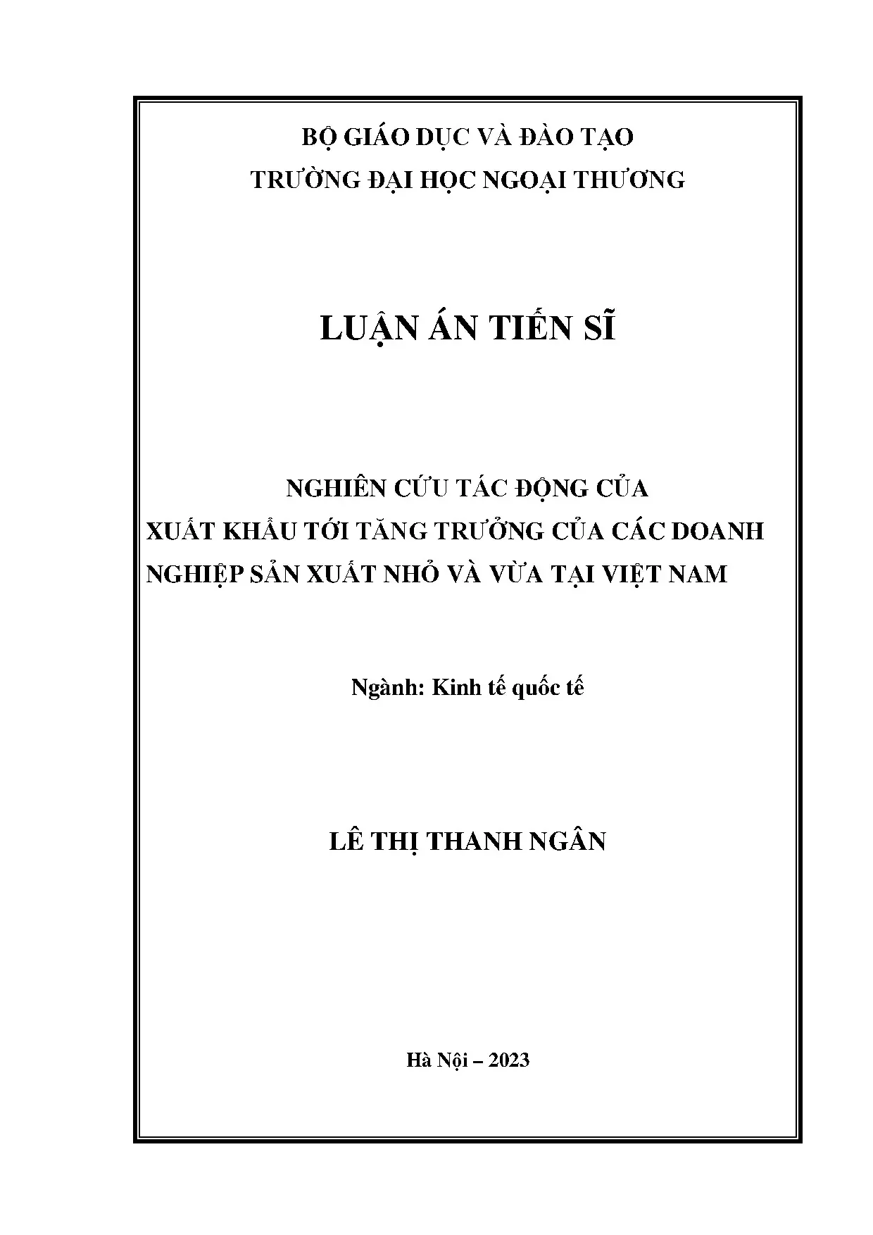 Tác động xuất khẩu đến tăng trưởng doanh nghiệp sản xuất nhỏ và vừa