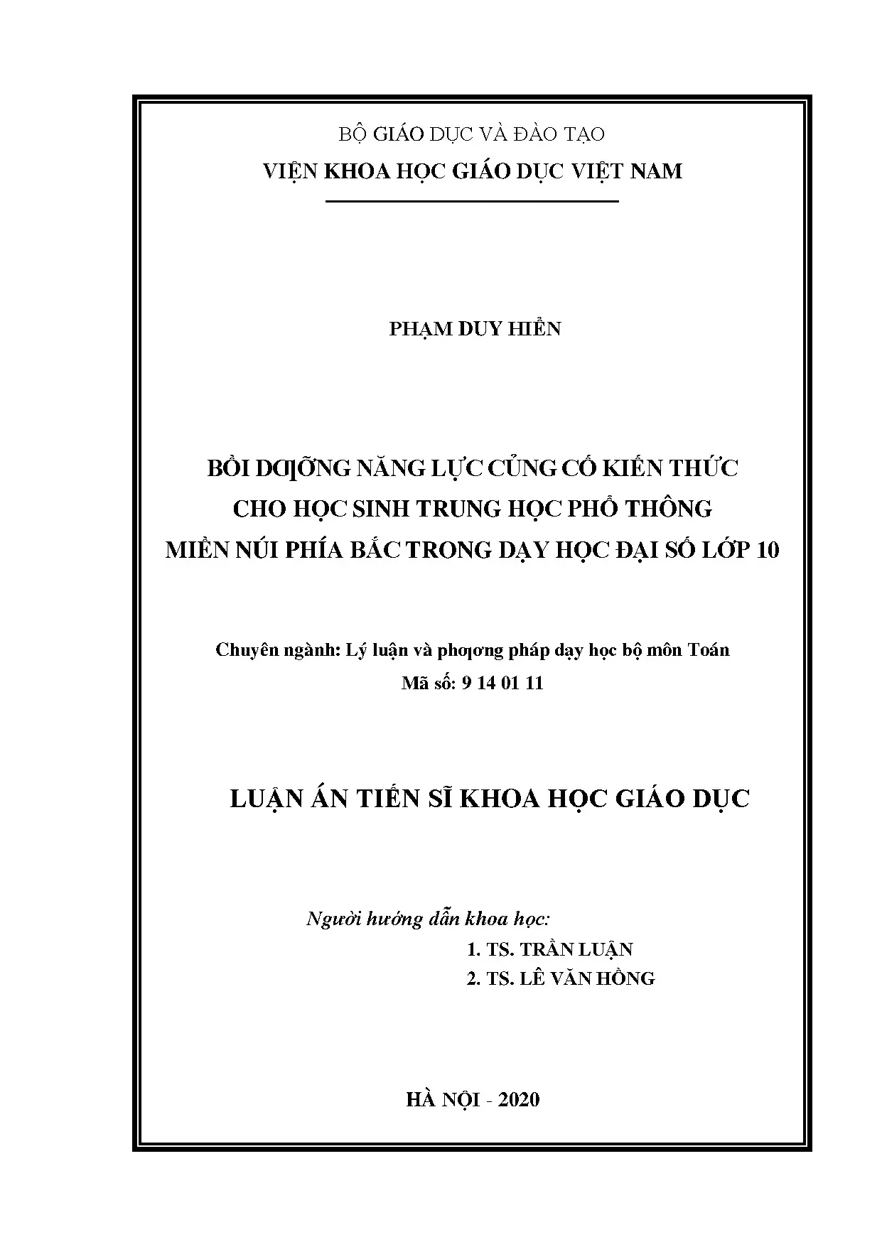 Bồi dưỡng năng lực củng cố kiến thức môn Toán lớp 10 cho học sinh miền núi phía Bắc