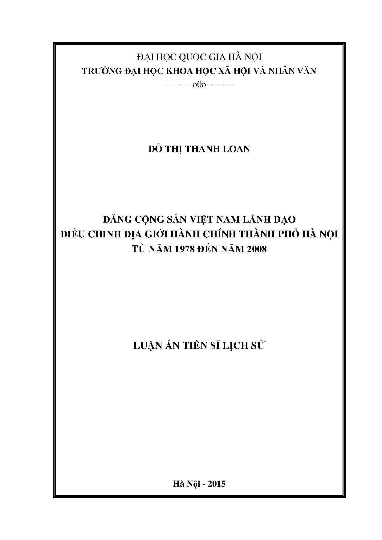 Đảng lãnh đạo điều chỉnh địa giới Hà Nội 1978-2008