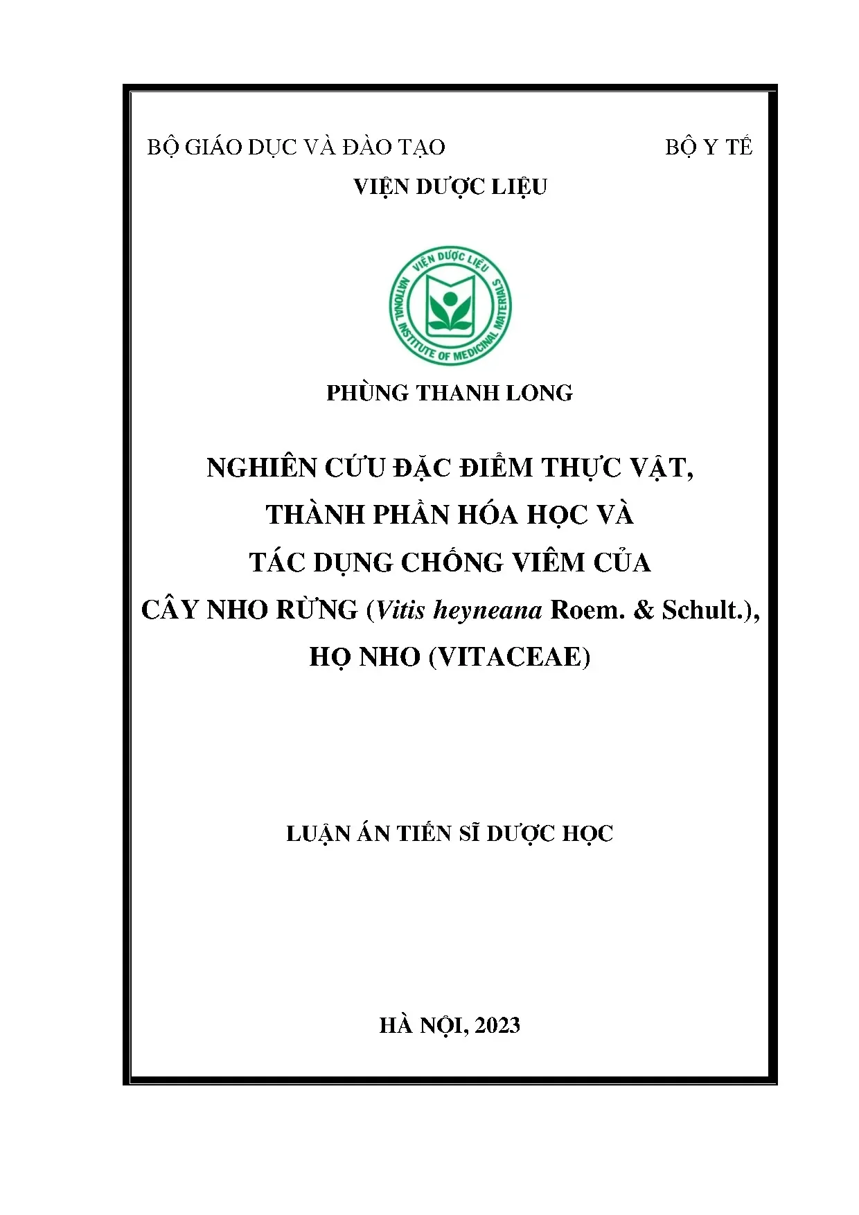 Nghiên cứu cây Nho rừng: Đặc điểm, hóa học, tác dụng chống viêm