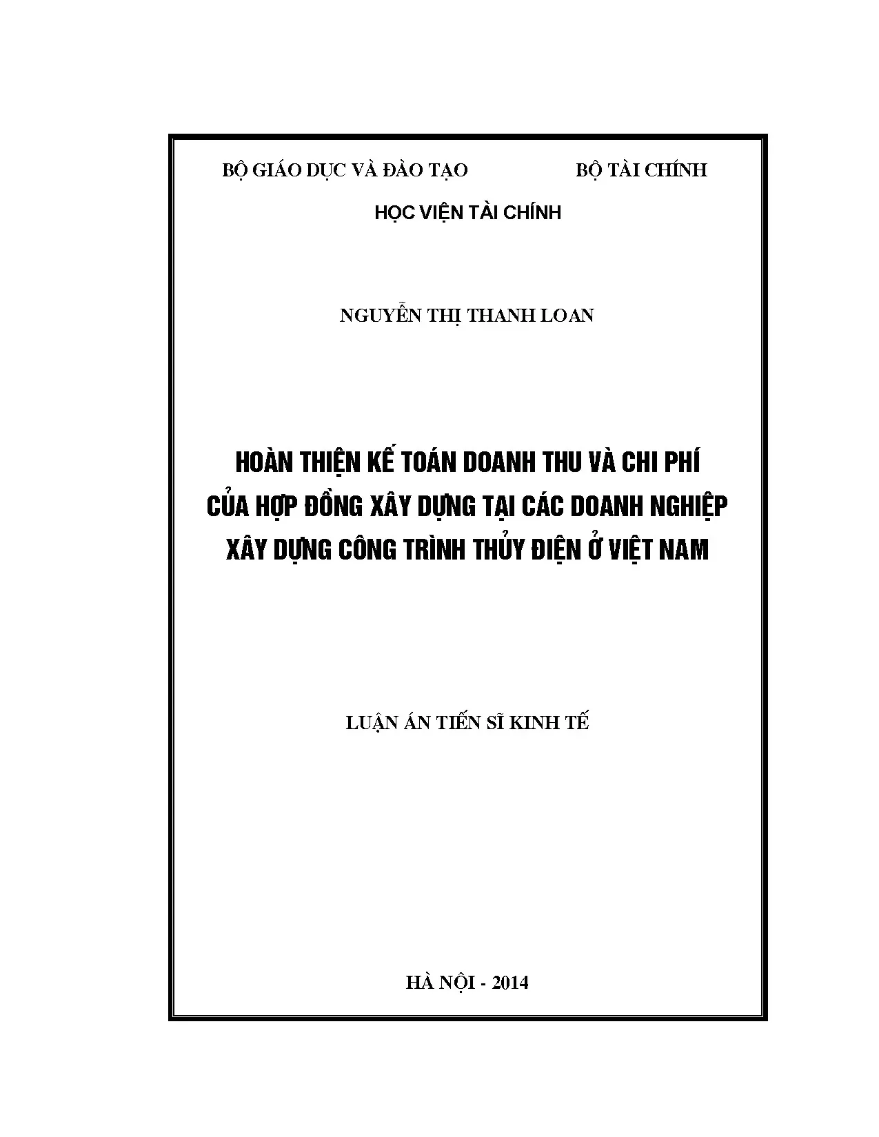 Hoàn thiện kế toán doanh thu, chi phí hợp đồng xây dựng thủy điện