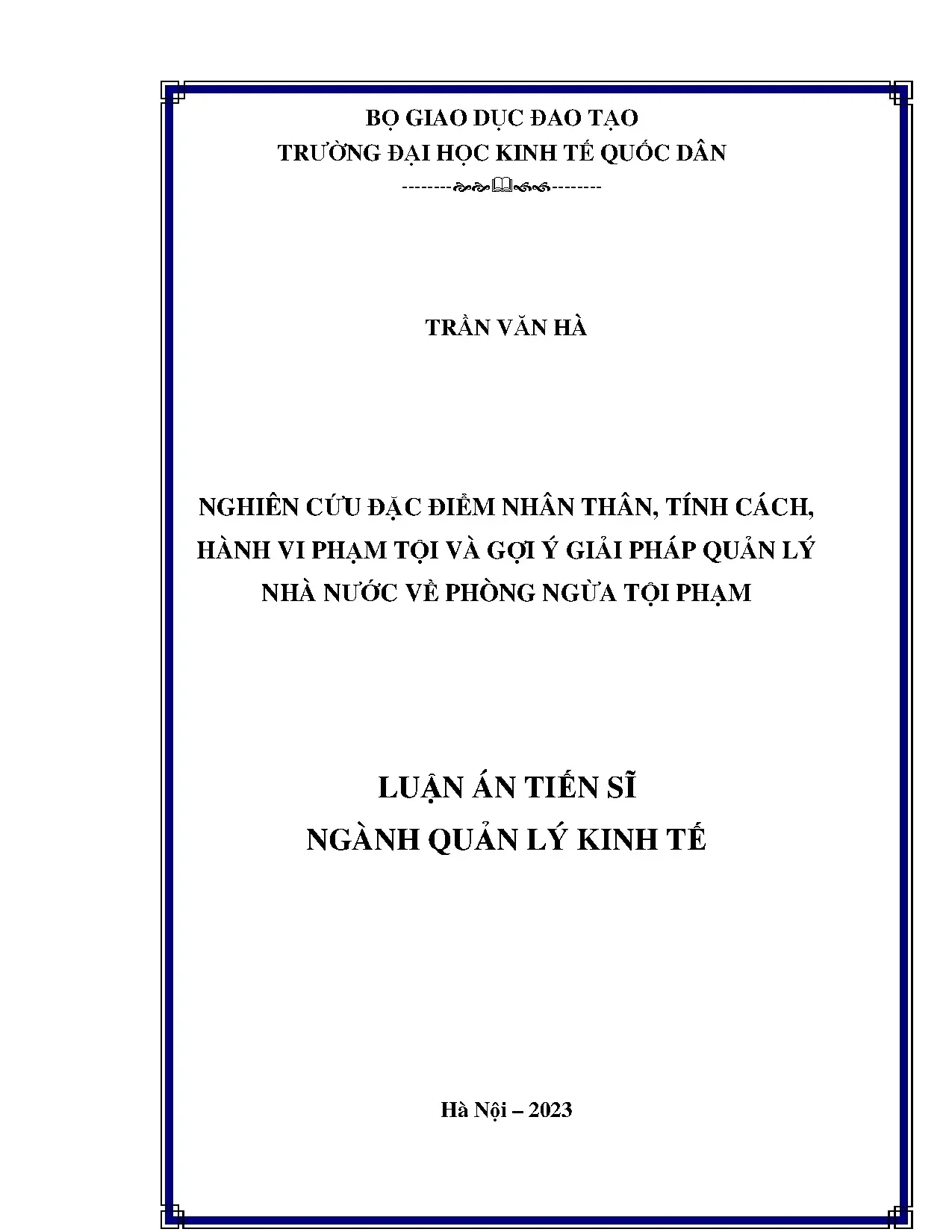 Đặc điểm nhân thân, hành vi phạm tội và phòng ngừa
