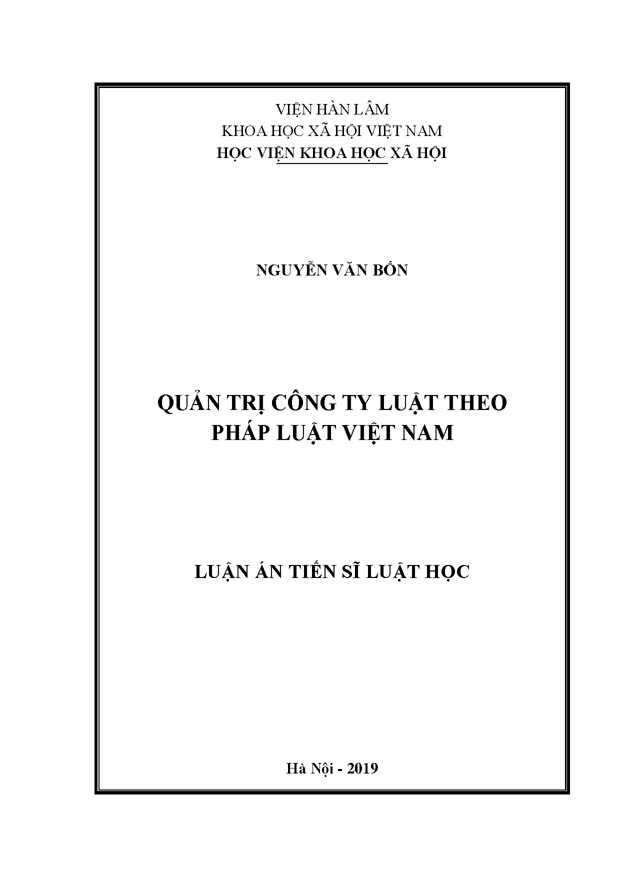 Quản trị công ty luật theo pháp luật Việt Nam - Luận án tiến sĩ luật học