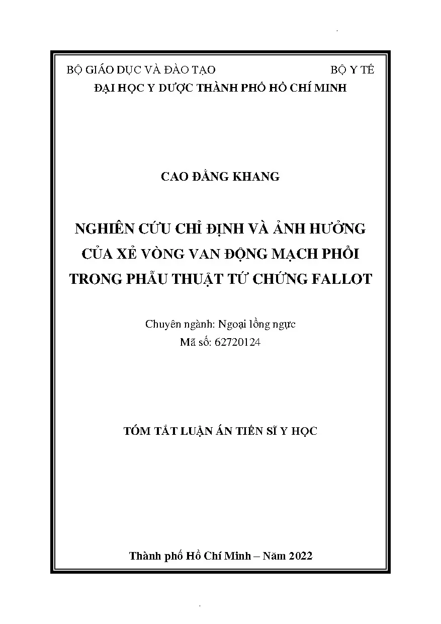 Nghiên cứu xẻ vòng van ĐMP trong phẫu thuật tứ chứng Fallot