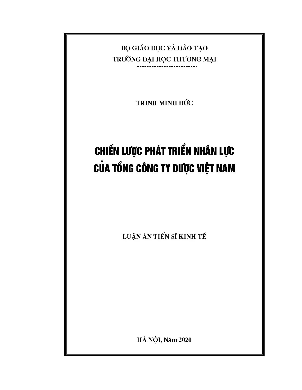 Luận án phát triển nhân lực của Tổng công ty dược Việt Nam