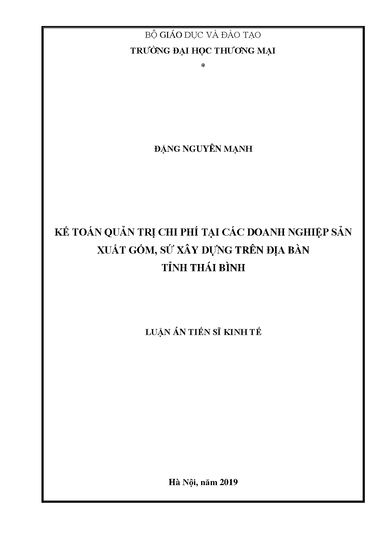 Kế toán quản trị chi phí doanh nghiệp gốm sứ xây dựng Thái Bình