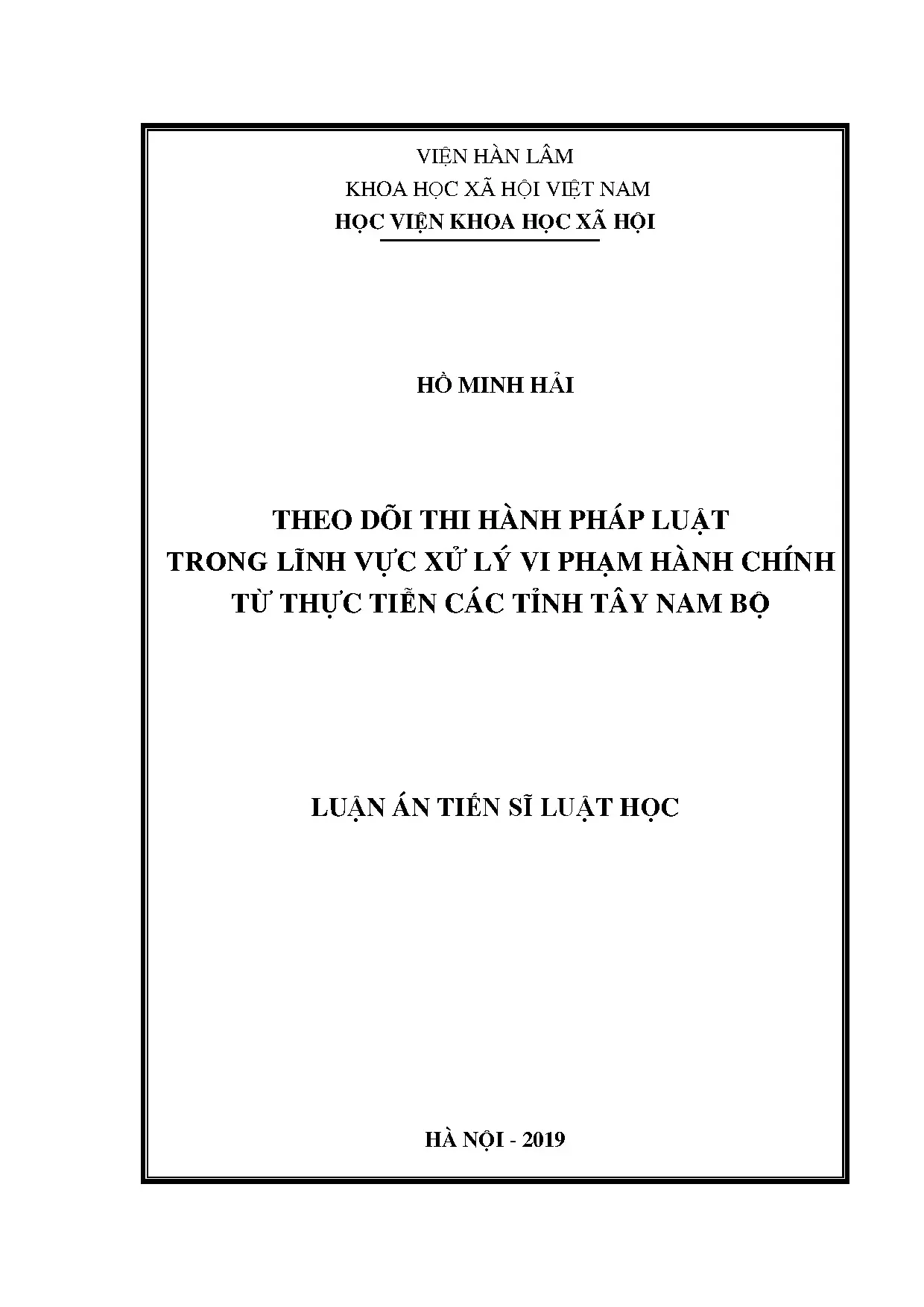 Theo dõi thi hành pháp luật vi phạm hành chính Tây Nam Bộ