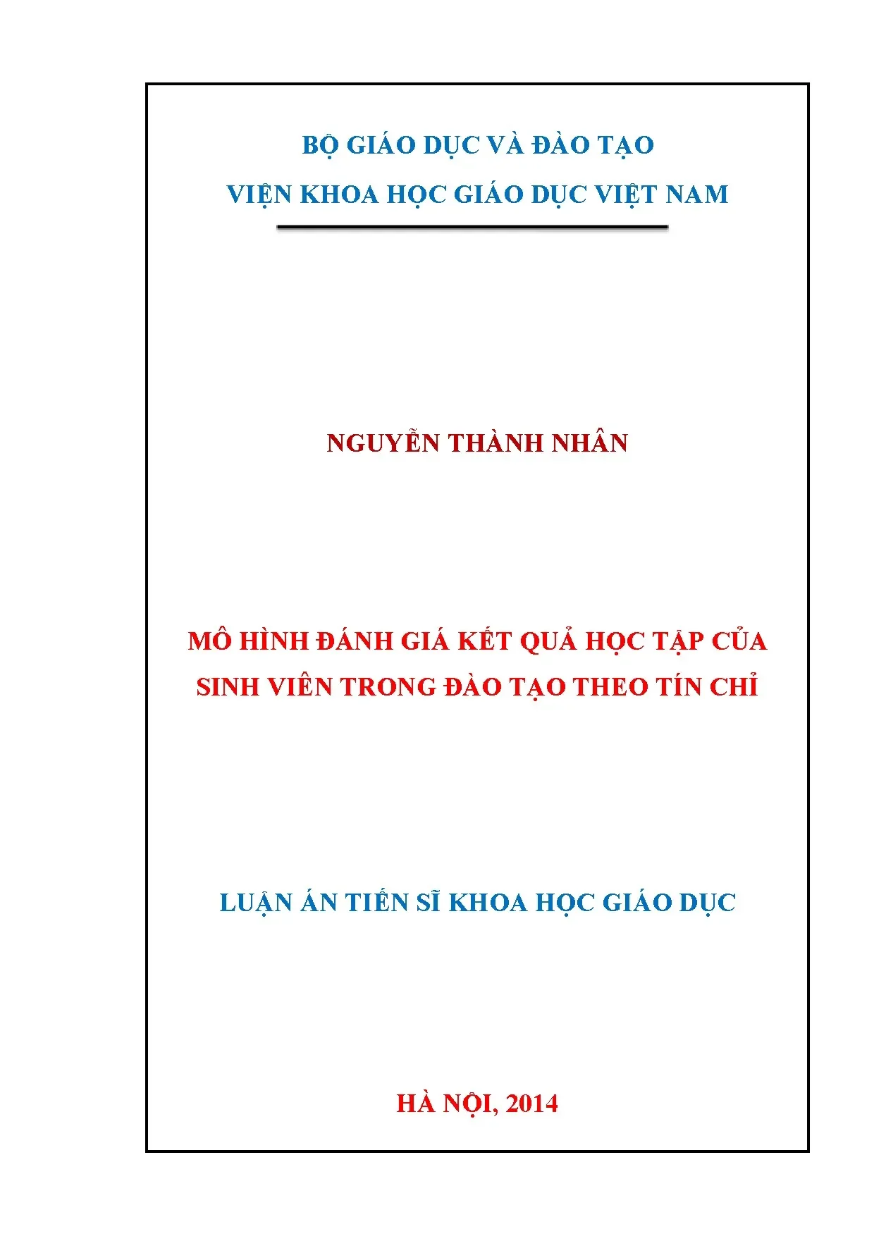 Mô hình đánh giá kết quả học tập sinh viên theo tín chỉ
