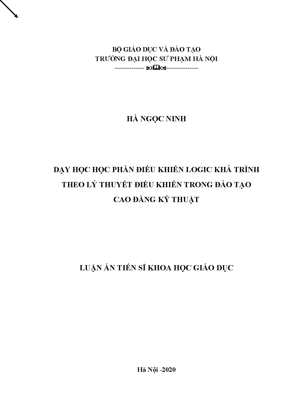 Luận án dạy học điều khiển logic khả trình theo lý thuyết điều khiển