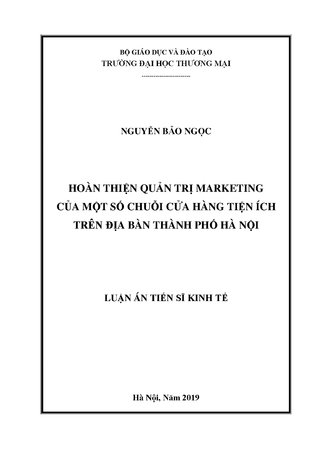 Hoàn thiện quản trị marketing chuỗi cửa hàng tiện ích tại Hà Nội