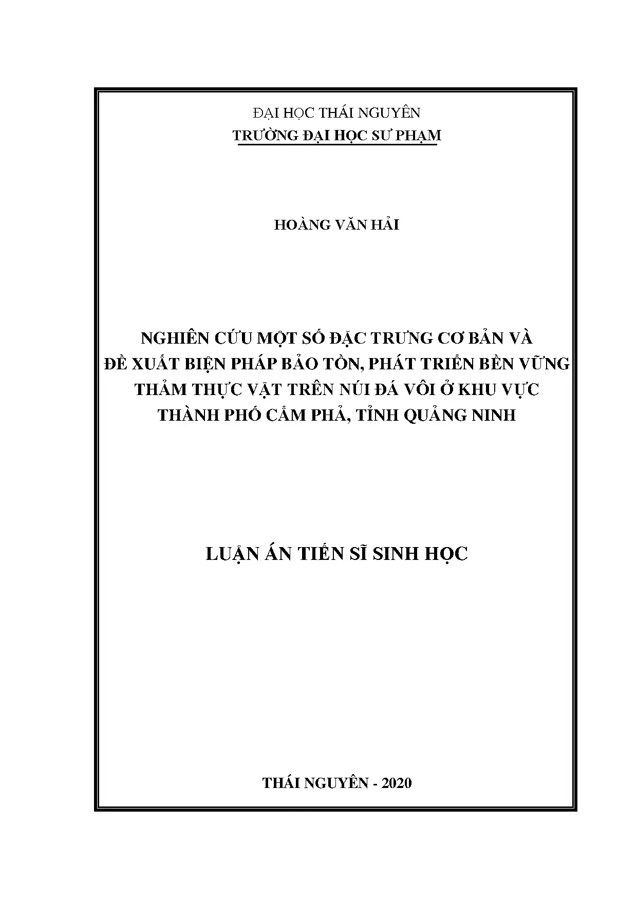 Nghiên cứu bảo tồn thảm thực vật núi đá vôi Cẩm Phả Quảng Ninh