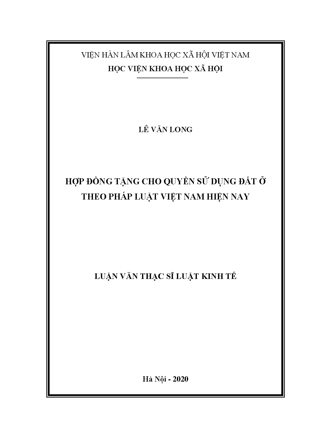 Luận án tặng cho quyền sử dụng đất theo pháp luật Việt Nam
