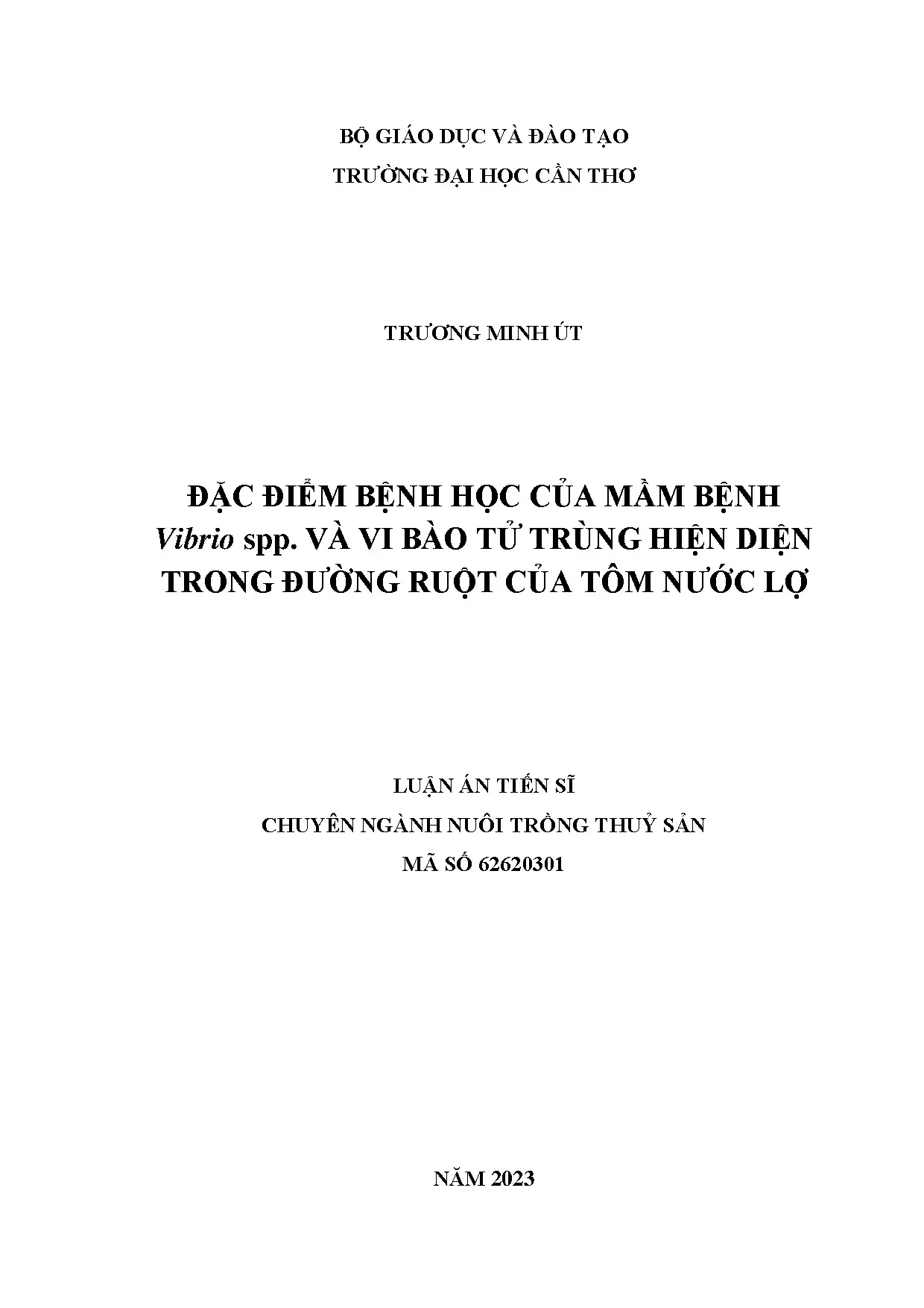 Đặc điểm bệnh học Vibrio spp. và vi bào tử trùng EHP trên tôm nước lợ