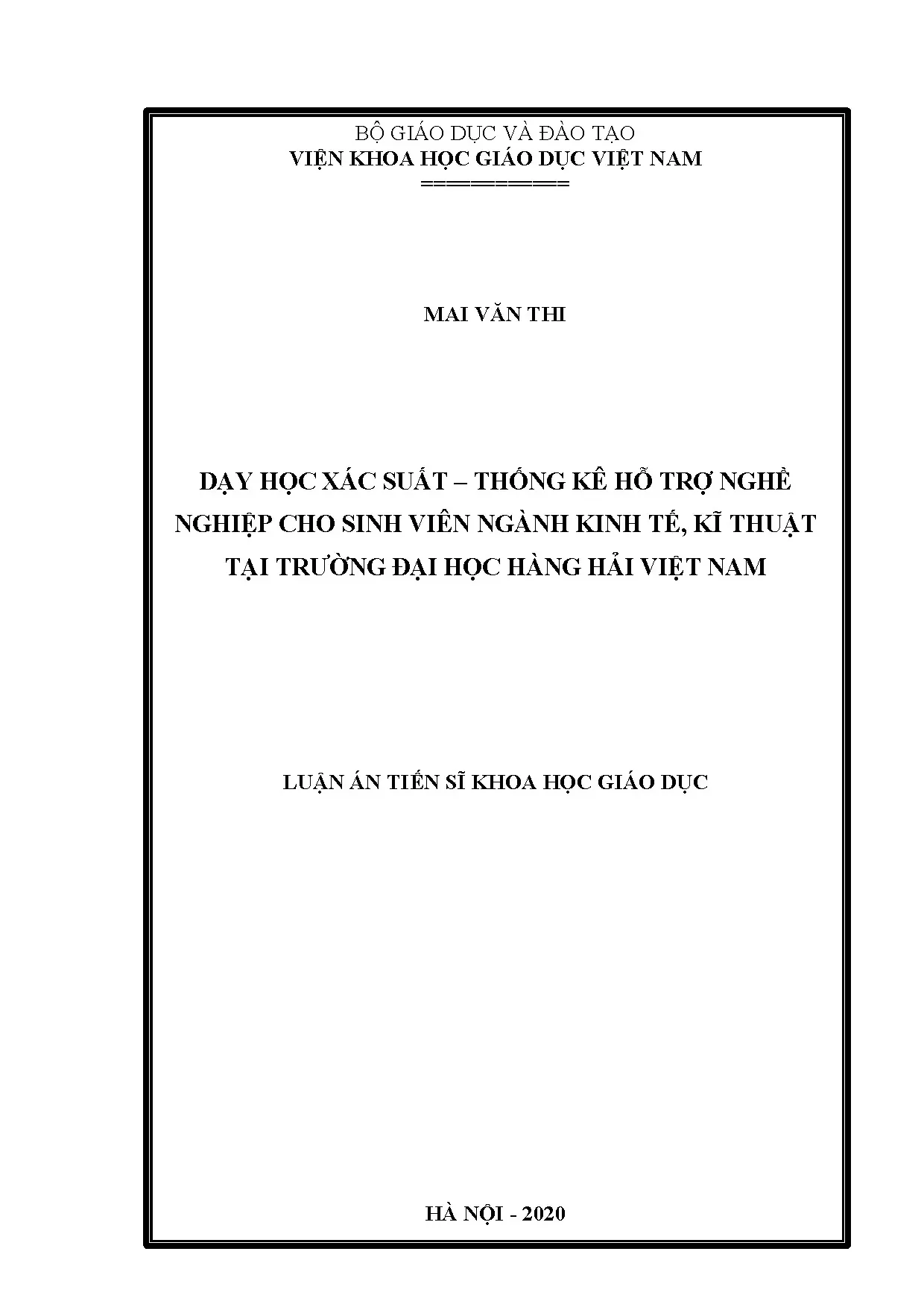 Dạy học Xác suất - Thống kê hỗ trợ nghề nghiệp sinh viên ngành kinh tế kỹ thuật