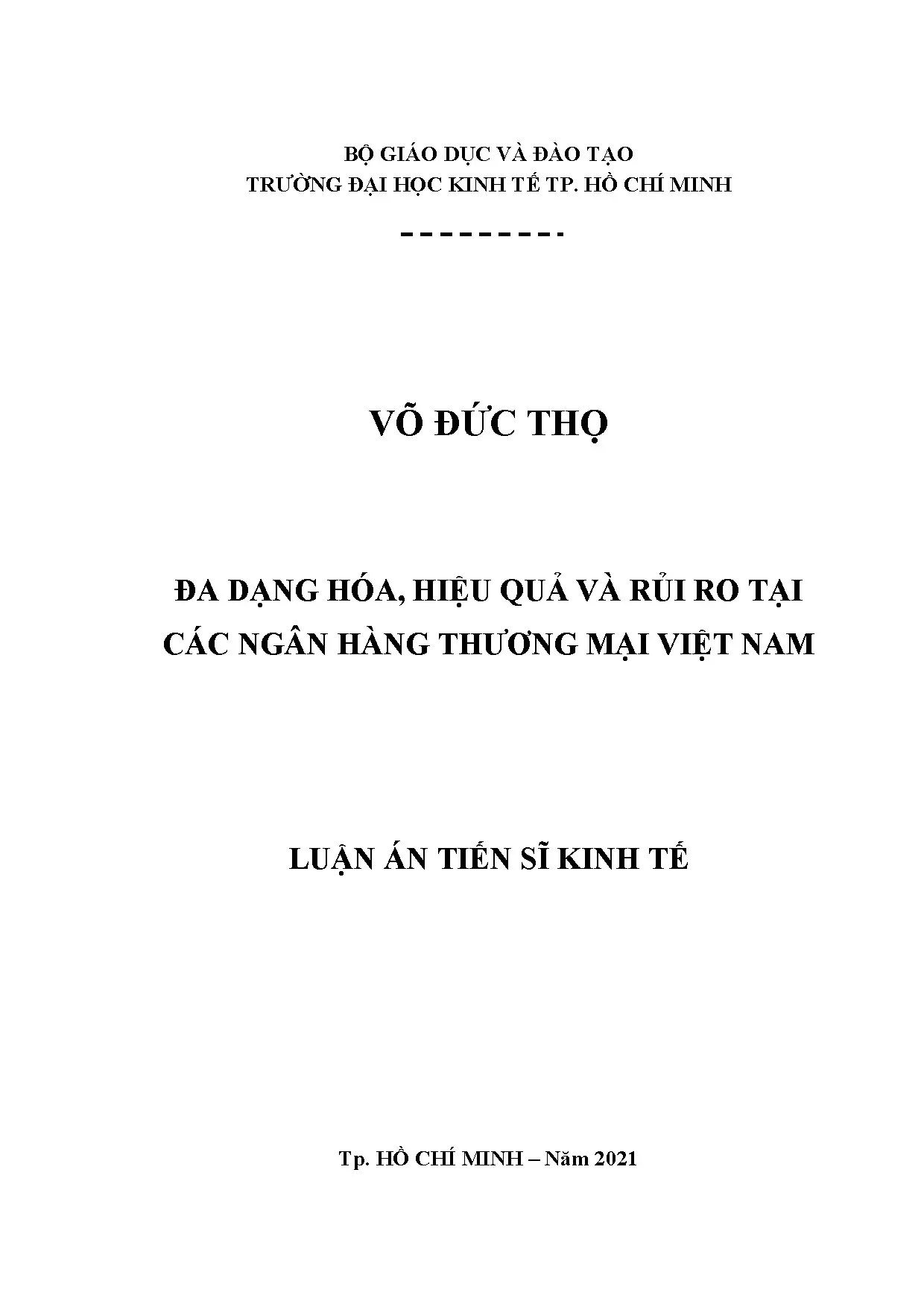 Đa dạng hóa ngân hàng: Hiệu quả và rủi ro tại NHTM Việt Nam