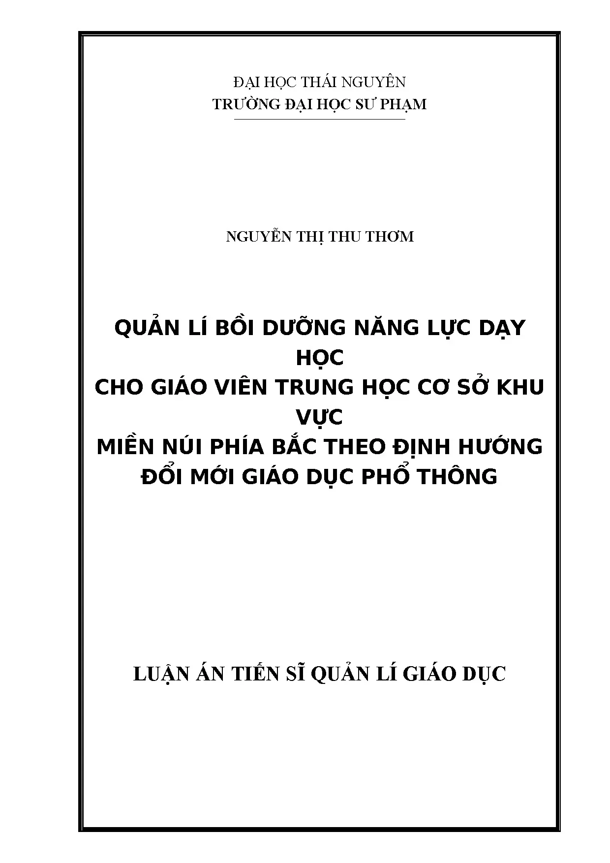 Quản lý bồi dưỡng năng lực dạy học cho GV THCS miền núi phía Bắc