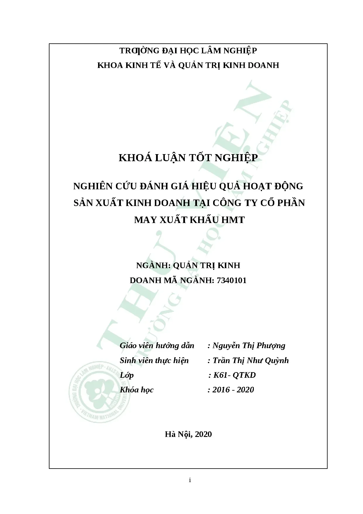 Đánh giá hiệu quả sản xuất kinh doanh tại Công ty Cổ phần May xuất khẩu HMT