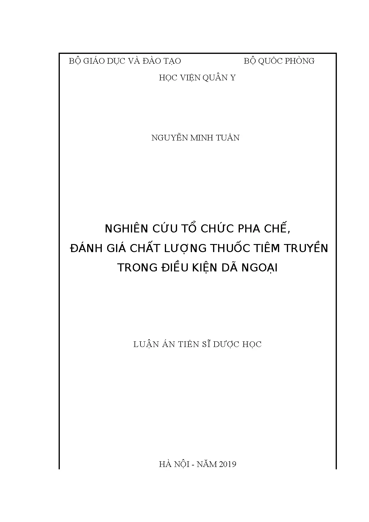 Nghiên cứu pha chế thuốc tiêm truyền trong điều kiện dã ngoại