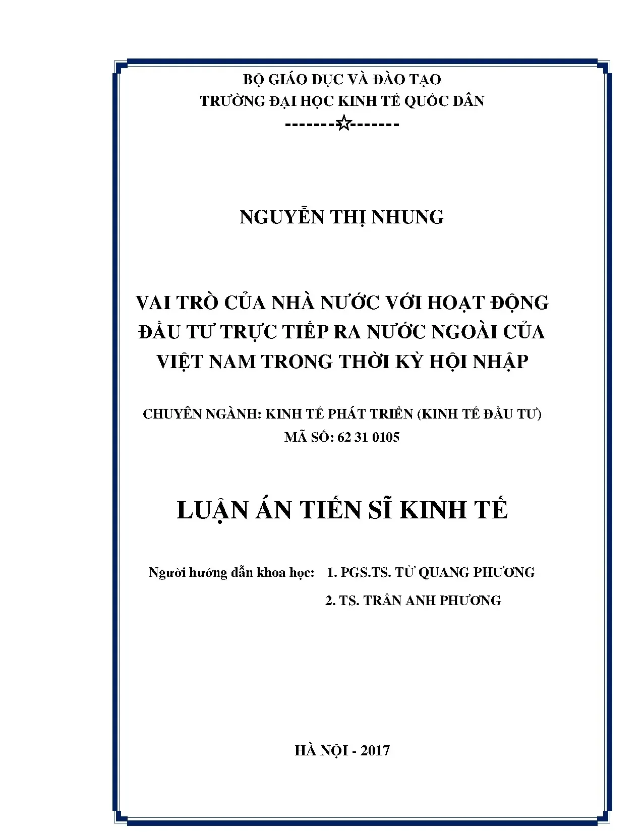 Vai trò Nhà nước với FDI ra nước ngoài của Việt Nam thời hội nhập
