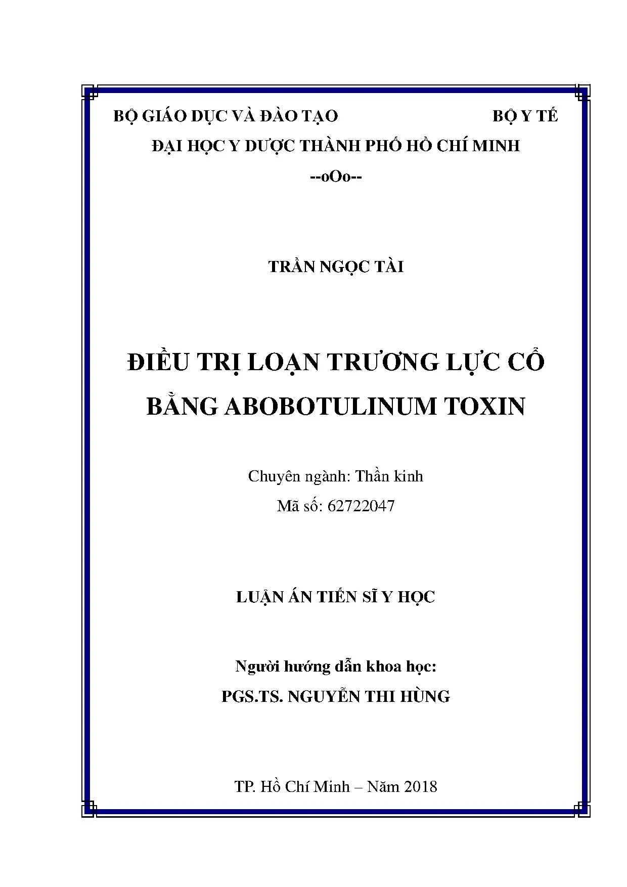 Luận án điều trị loạn trương lực cổ bằng abobotulinum toxin