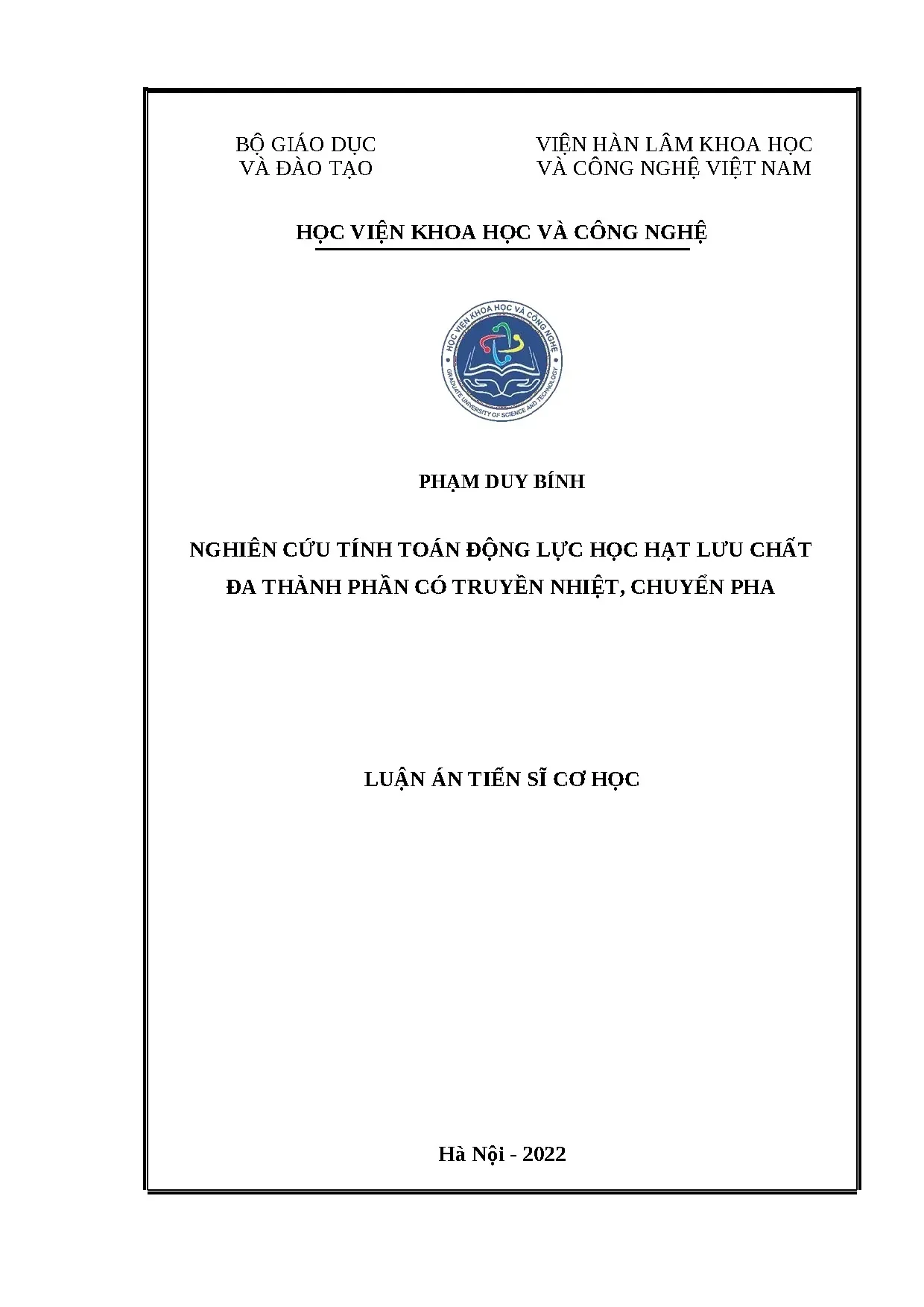 Nghiên cứu tính toán động lực học hạt lưu chất đa thành phần