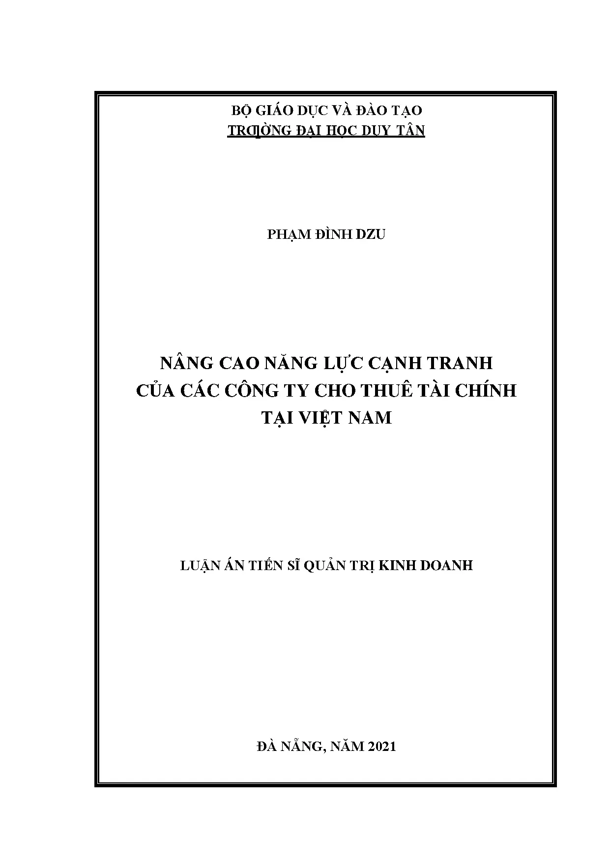 Nâng cao năng lực cạnh tranh công ty cho thuê tài chính Việt Nam