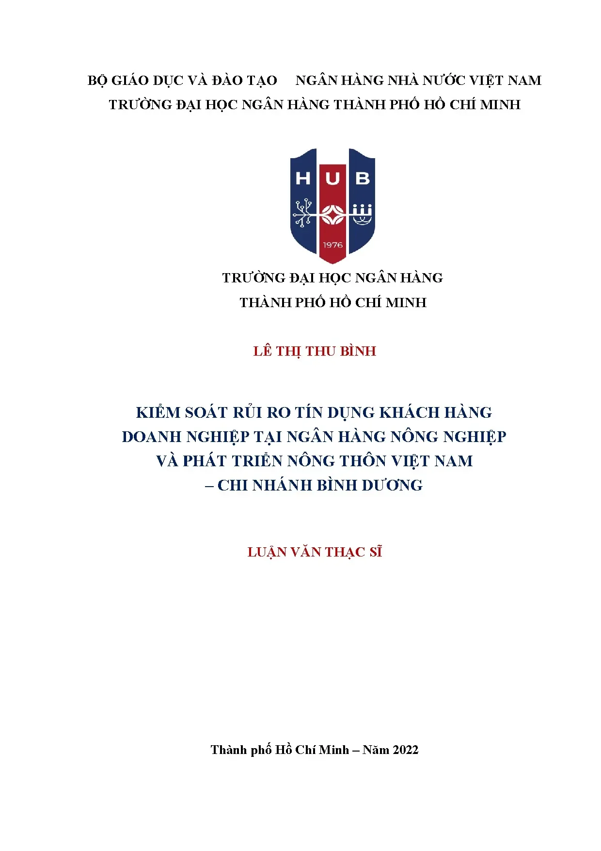 Kiểm soát rủi ro tín dụng KHDN tại Agribank Bình Dương
