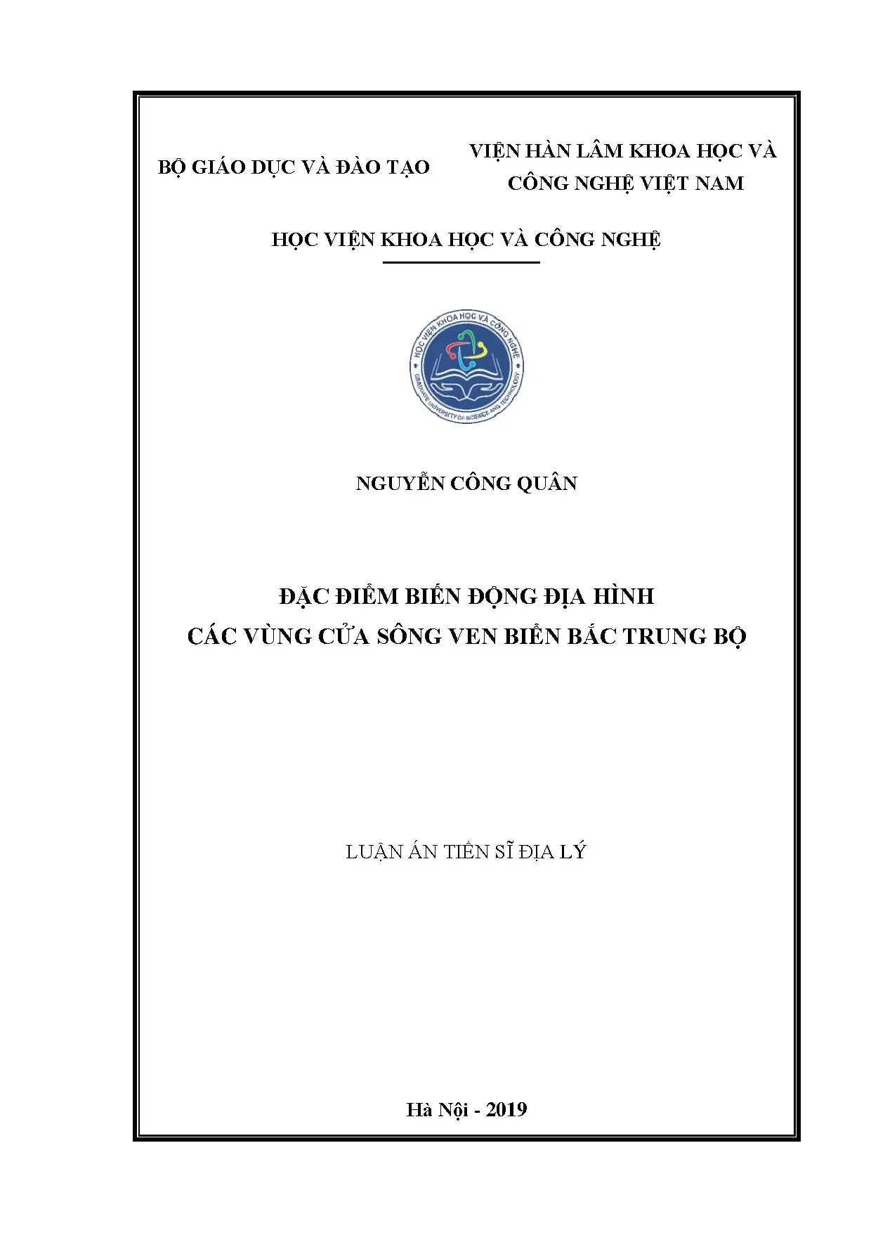 Đặc điểm biến động địa hình cửa sông ven biển Bắc Trung Bộ