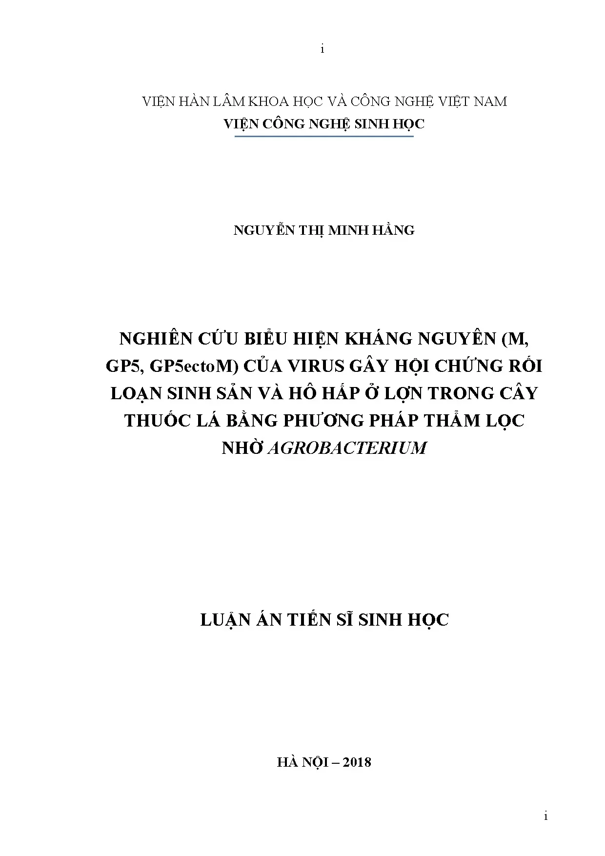 Biểu hiện kháng nguyên virus PRRS trong cây thuốc lá