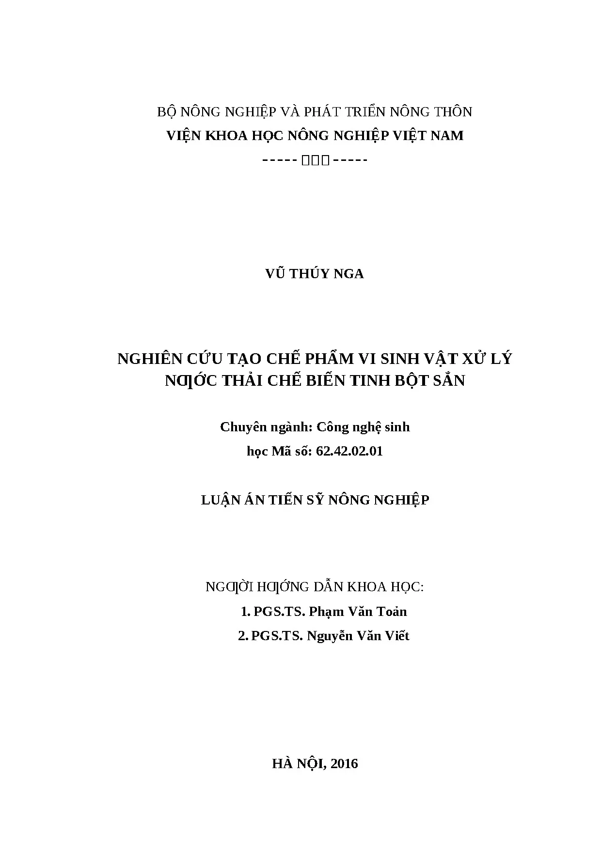 Chế phẩm vi sinh xử lý nước thải tinh bột sắn hiệu quả