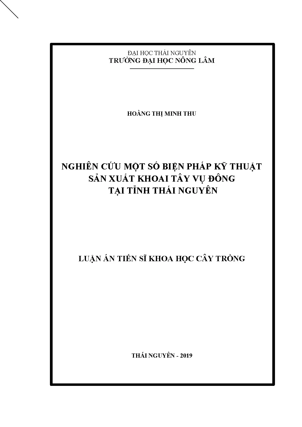 Kỹ thuật sản xuất khoai tây vụ đông tại Thái Nguyên