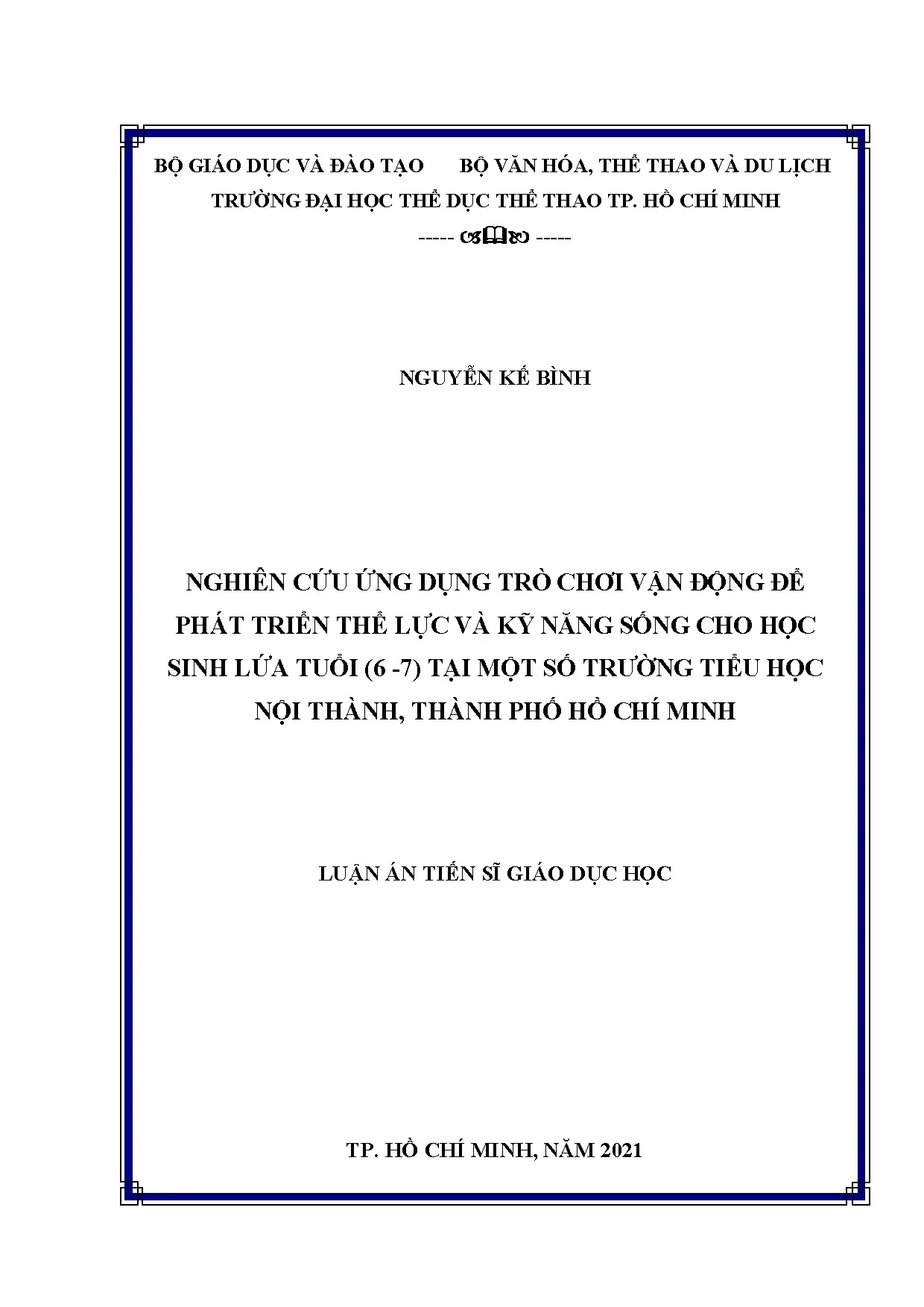 Ứng dụng trò chơi vận động phát triển thể lực kỹ năng sống học sinh 6-7 tuổi