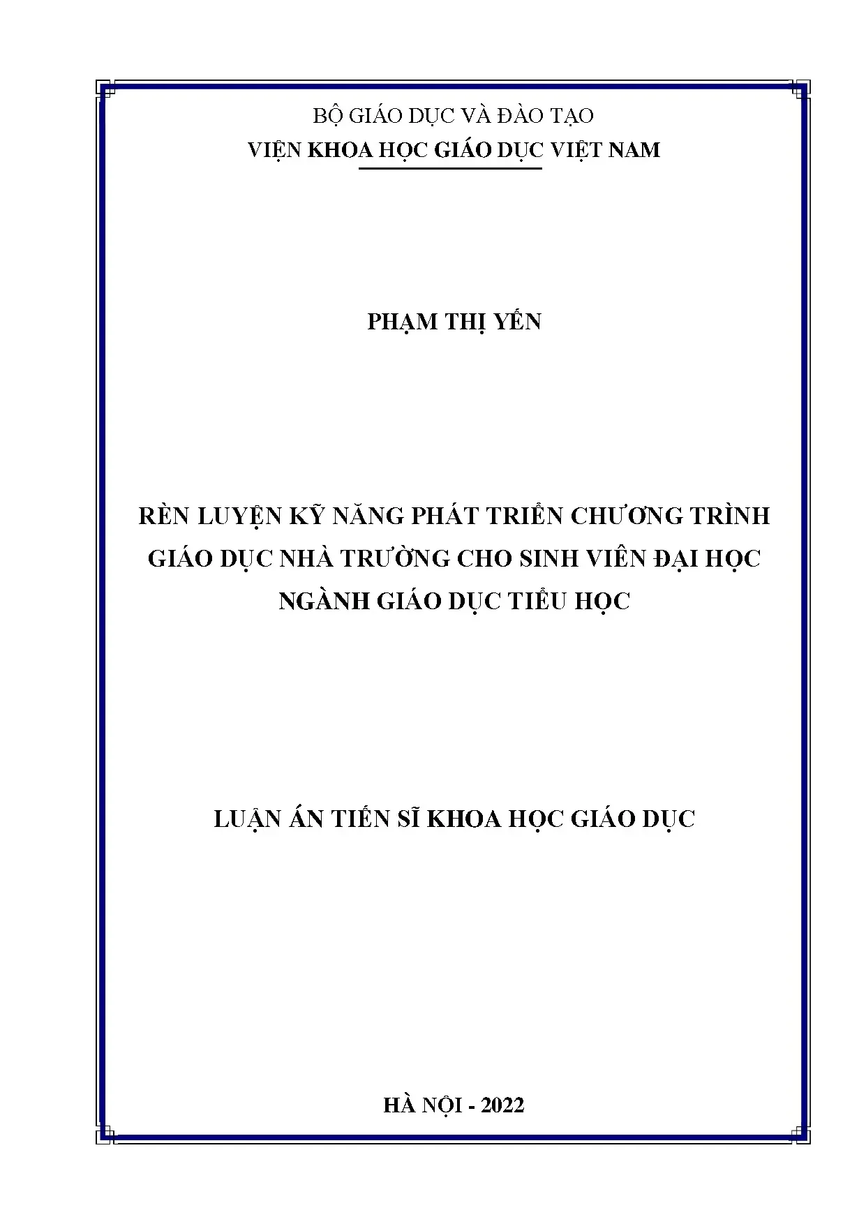 Rèn luyện kỹ năng phát triển chương trình giáo dục tiểu học cho sinh viên sư phạm