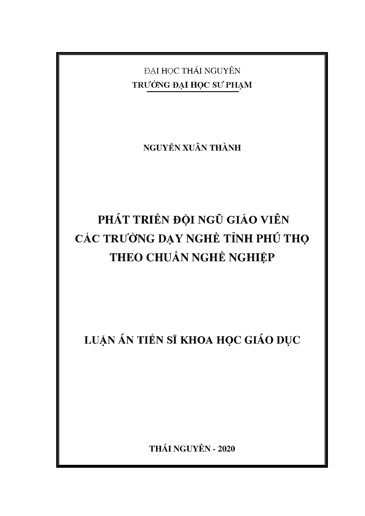 Phát triển đội ngũ giáo viên các trường dạy nghề tỉnh Phú Thọ theo chuẩn nghề nghiệp