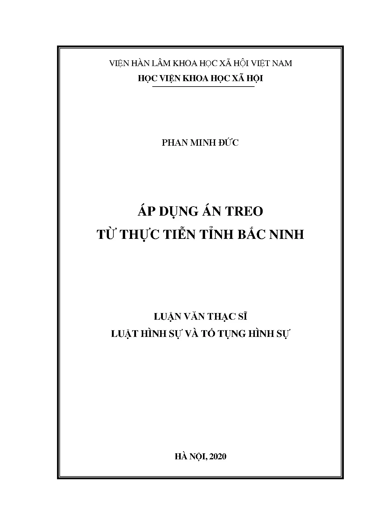 Án treo trong luật hình sự: Nghiên cứu thực tiễn tỉnh Bắc Ninh