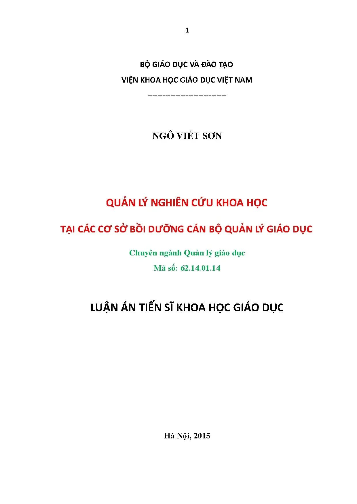 Quản lý nghiên cứu khoa học tại cơ sở bồi dưỡng cán bộ quản lý giáo dục