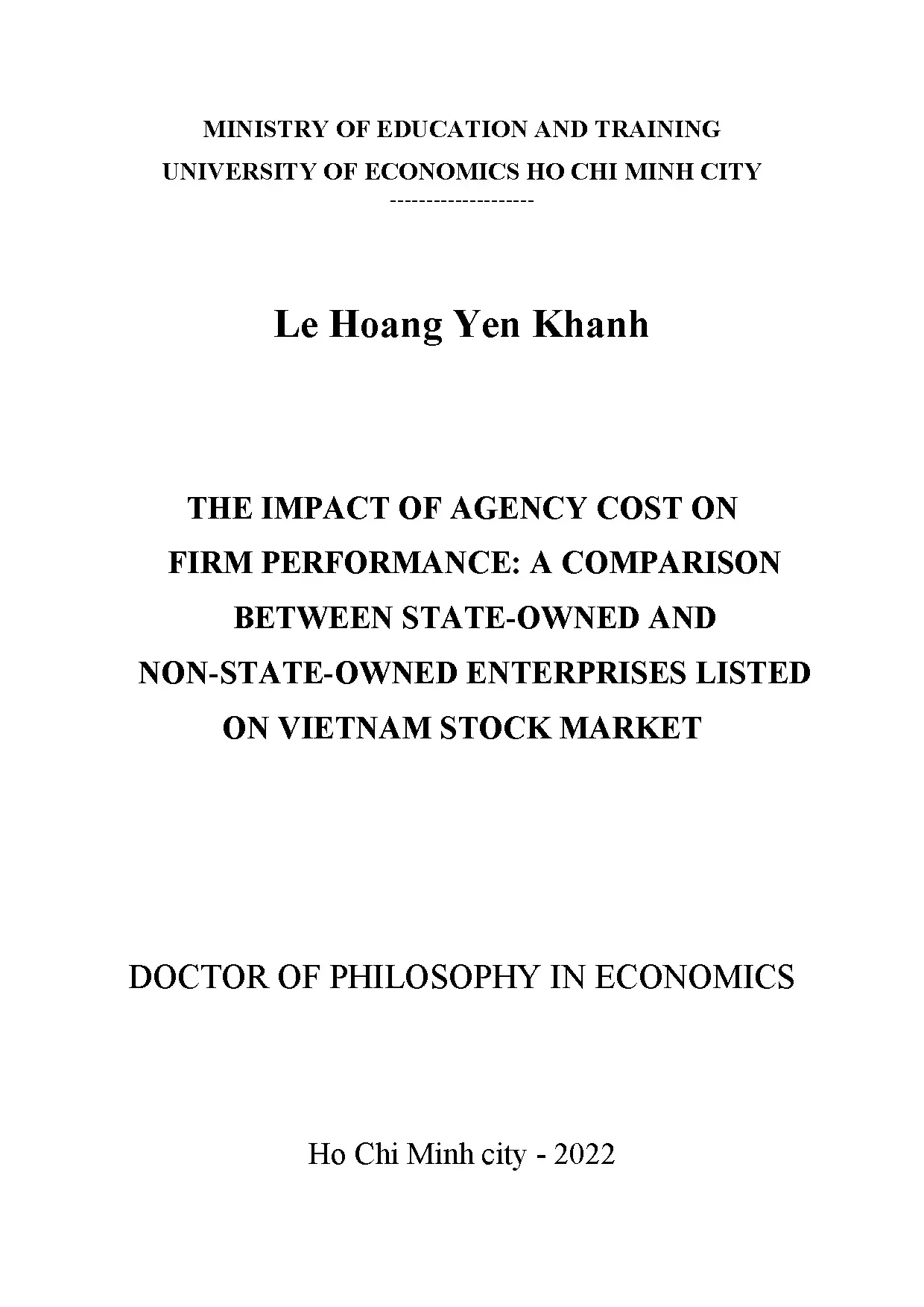 Ảnh hưởng chi phí đại diện đến hiệu quả công ty niêm yết